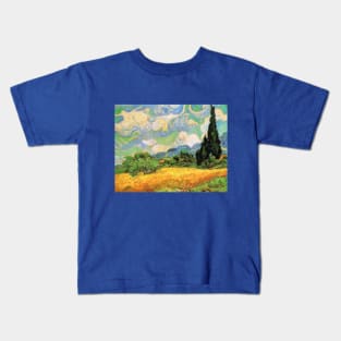 Wheat Field with Cypresses by Vincent van Gogh Kids T-Shirt